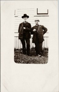 Portrait of Two Men Distinguished Unknown Location 1910s RPPC Postcard F25