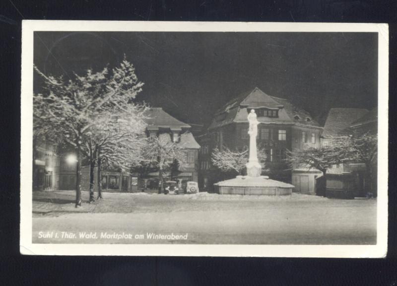 RPPC SUHL THUR WALD MARKPLATZ AM WINTERABAND GERMANY REAL PHOTO POSTCARD