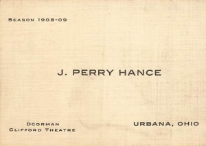 URBANNA OHIO~J PERRY HANCE-DOORMAN CLIFFORD THEATRE-1908 BUSINESS CARD