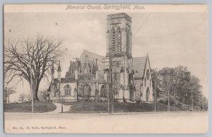 State View~Memorial Church @ Springfield Massachusetts B&W~Vintage Postcard 