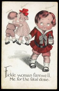 Comic Postcard 'Fickle Woman Farewell' Modern Humor Series 1915 Postcard pc190 