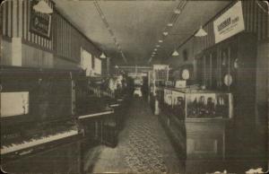 Piano Music Store Interior MASON BROS Bellows Falls VT c1910 Postcard