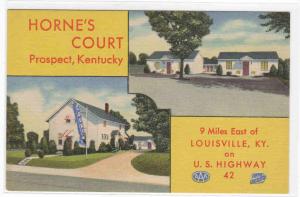 Horne's Court Motel Prospect Louisville Kentucky linen postcard