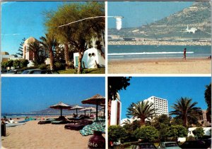 VINTAGE CONTINENTAL SIZE POSTCARD MULTIPLE VIEWS OF MOROCCO AFRICA 1970s STAMPS