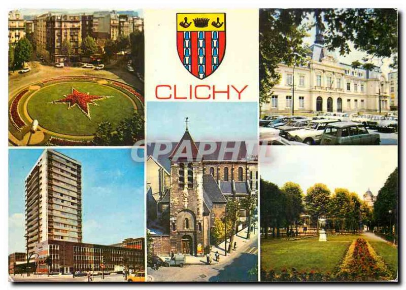 Modern Postcard Clichy (Hauts Seine) Place de la Republique City Hall Church
