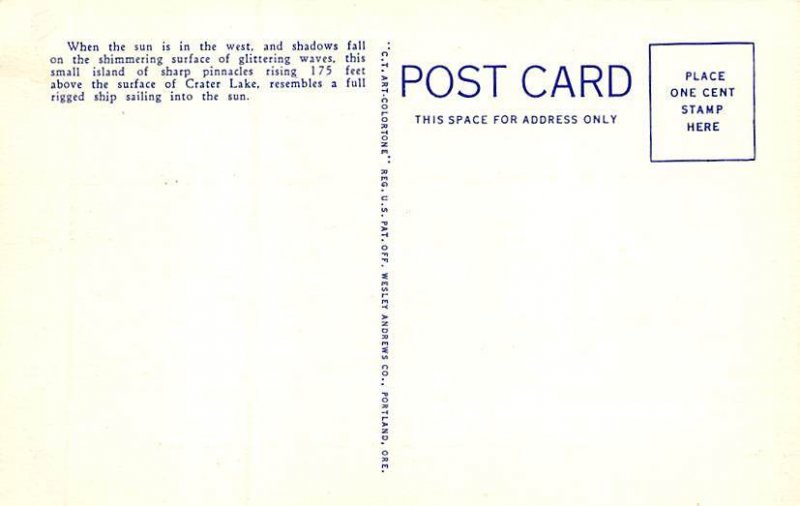 Phantom Ship Sailing into the Sun Crater Lake National Park, Oregon OR