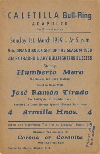 Caletilla Bull Ring, Humberto Moro Tarjeta Postal Bullfighting Trade Card 