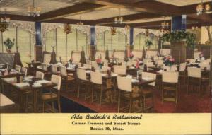 Boston MA Ada Bullock's Restaurant Tremont & Stuart Linen Postcard