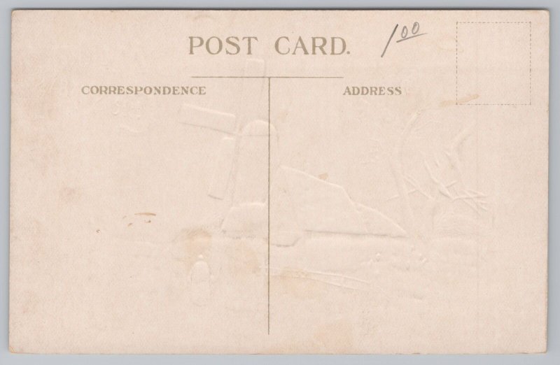 E Nash~Merry Christmas~Windmill~Winter Snowfall Scenery~Sunset~Vintage Postcard