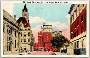 1925 Post Office and St. Paul Hotel St. Paul Minnesota MN Posted Postcard