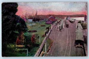 Ontario Canada Postcard CTR Station Hamilton Railroad c1910 Unposted Antique