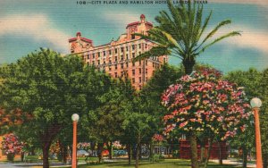 Vintage Postcard City Plaza And Hamilton Hotel Building Landmark Laredo Texas TX