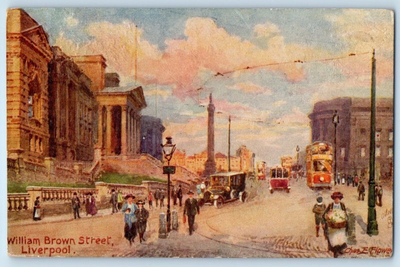 Liverpool England Postcard William Brown Street C Flower c1910 Oilette Tuck Art