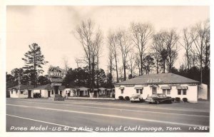 Chattanooga Tennessee Pines Motel Real Photo Vintage Postcard AA31964