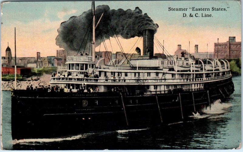 D & C LINE  Detroit & Cleveland   STEAMER EASTERN STATES  1914    Postcard