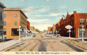 Miles City Montana Main Street Scene Lighting Antique Postcard K13210