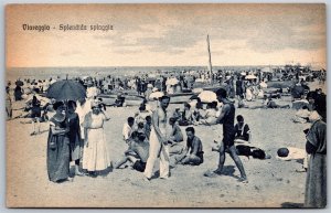 Vtg Viareggio Italy Splendida Splaggia Gorgeous Beach 1920s View Postcard