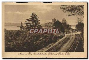 Old Postcard Mainz Rh Eisenbahnbrücke Blick auf Ruder Klub