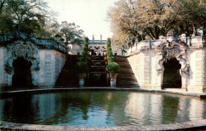 Florida Miami Vizcaya Dade County Art Museum The Water Stairway In The Formal...