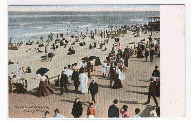 Boardwalk Beach Asbury Park NJ 1905c postcard