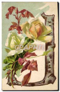 Old Postcard Fantasy Flowers Letters Letter J