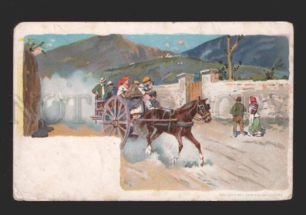 3078857 Naples Types on HORSE w/ Carriage Vintage Color PC