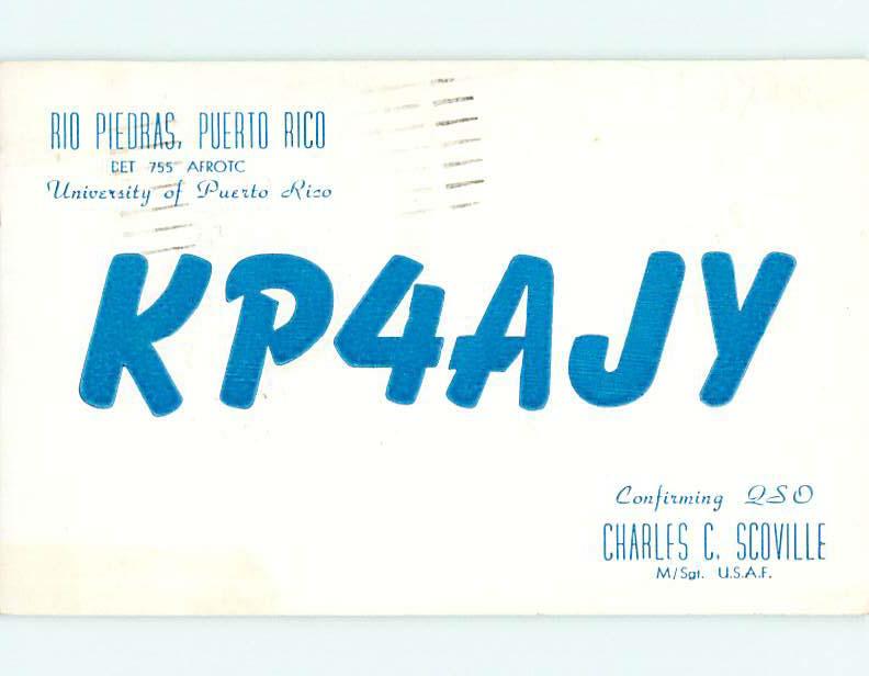 1957 vintage QSL HAM RADIO CARD Rio Piedras t1851