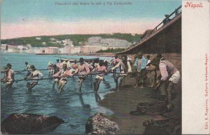 Postcard Pescatori Che Tirano Le Reti a Via Caracciolo Napoli Italy