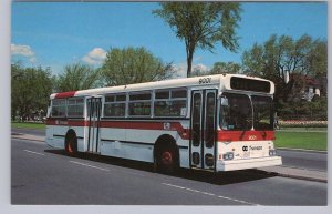 OC Transpo Bus 9001, Queen Elizabeth Driveway Ottawa ON, Vintage Chrome Postcard