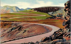 Tundra Curves Top Trail Ridge Rocky Mountain National Park CO Linen Postcard VTG 