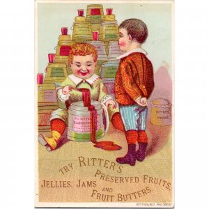 P.J. RITTER'S Preserved Fruits Jellies Jams Butters - Victorian Trade Card