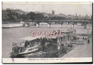 Old Postcard Paris Seine Au Pont Des Arts Laundry Boat Peniche