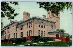1913 Montclair New Jersey NJ Vintage Postcard High School Building View Entrance