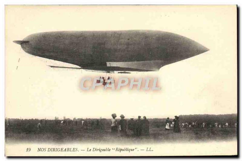 Old Postcard Zeppelin Airship Republic