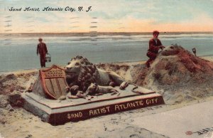 Sand Artist, Atlantic City, New Jersey, Early Postcard, Used in 1911