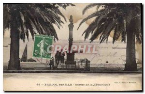 Old Postcard Bandol sur Mer Statue of the Republic