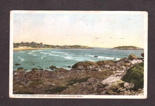 MA Harbor view cottages Bass Rock Gloucester Massachusetts Mass Postcard