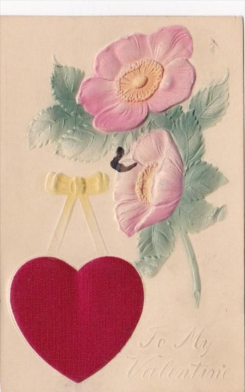 Valentine's Day Flowers With Embroidered Heart 1917