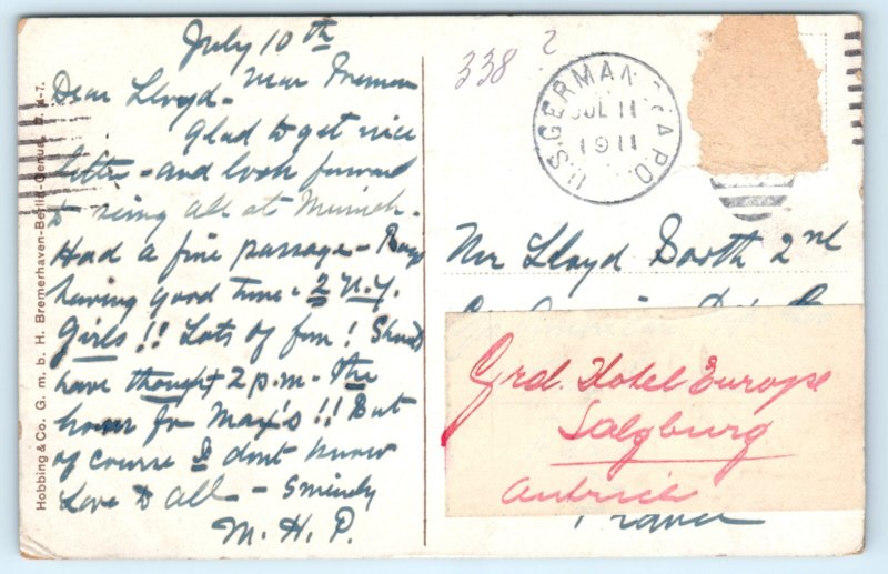 SS Prince Wilhelm Steamer Steamship Ship Ocean Liner Postcard Lighthouse