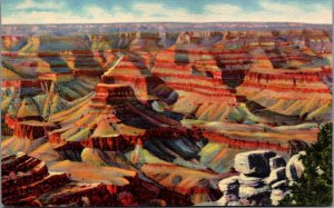 USA View From EL Tovar Hotel Grand Canyon Arizona Linen Postcard C026