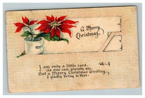 Vintage 1920 Art Deco Christmas Postcard Poinsettias Poem Fine Lettering - NICE