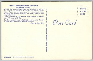 Postcard Springfield Illinois IL Carillon Tower Flowers 1964 Chrome