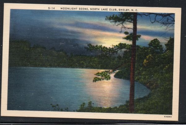 North Carolina colour PC Moonlight, North Lake Club, Shelby  N.C.  unused