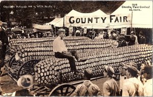 RPPC Postcard Tall Tale Postcard Giant Corn County Fair Kansas City USA c1930