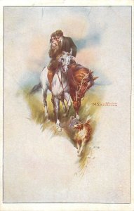 Italian illustrator M. Santino drawn couple lovers riding horses