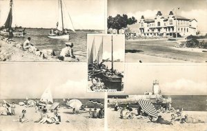 Sailing boats navigation themed postcard France Valras beach harbour lighthouse