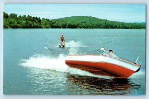 Easton Saskatchewan Canada Postcard Greetings Water Skiing 1962 Posted Vintage