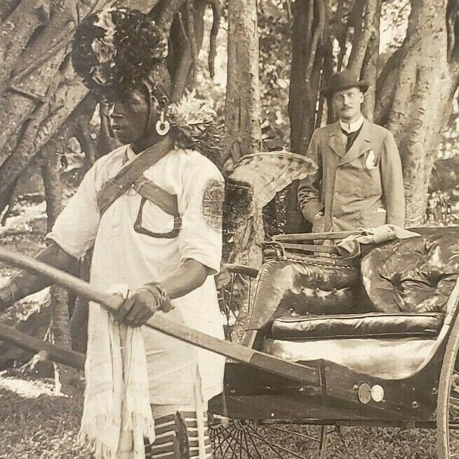 Jinrikisha Banyan Árbol Victoria Parque Durban Natal Sudáfrica Foto