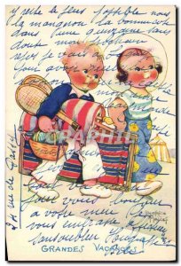 Old Postcard Fantasy Illustrator Child Beatrice Mallet Great Vacations