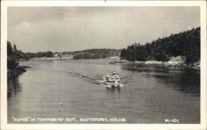 Southport Maine ME Townsend Gut Viking Speed Boat Real Photo Postcard